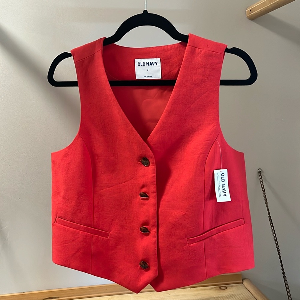 Coral Linen Vest